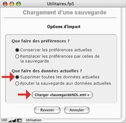 Options d'import et lancement